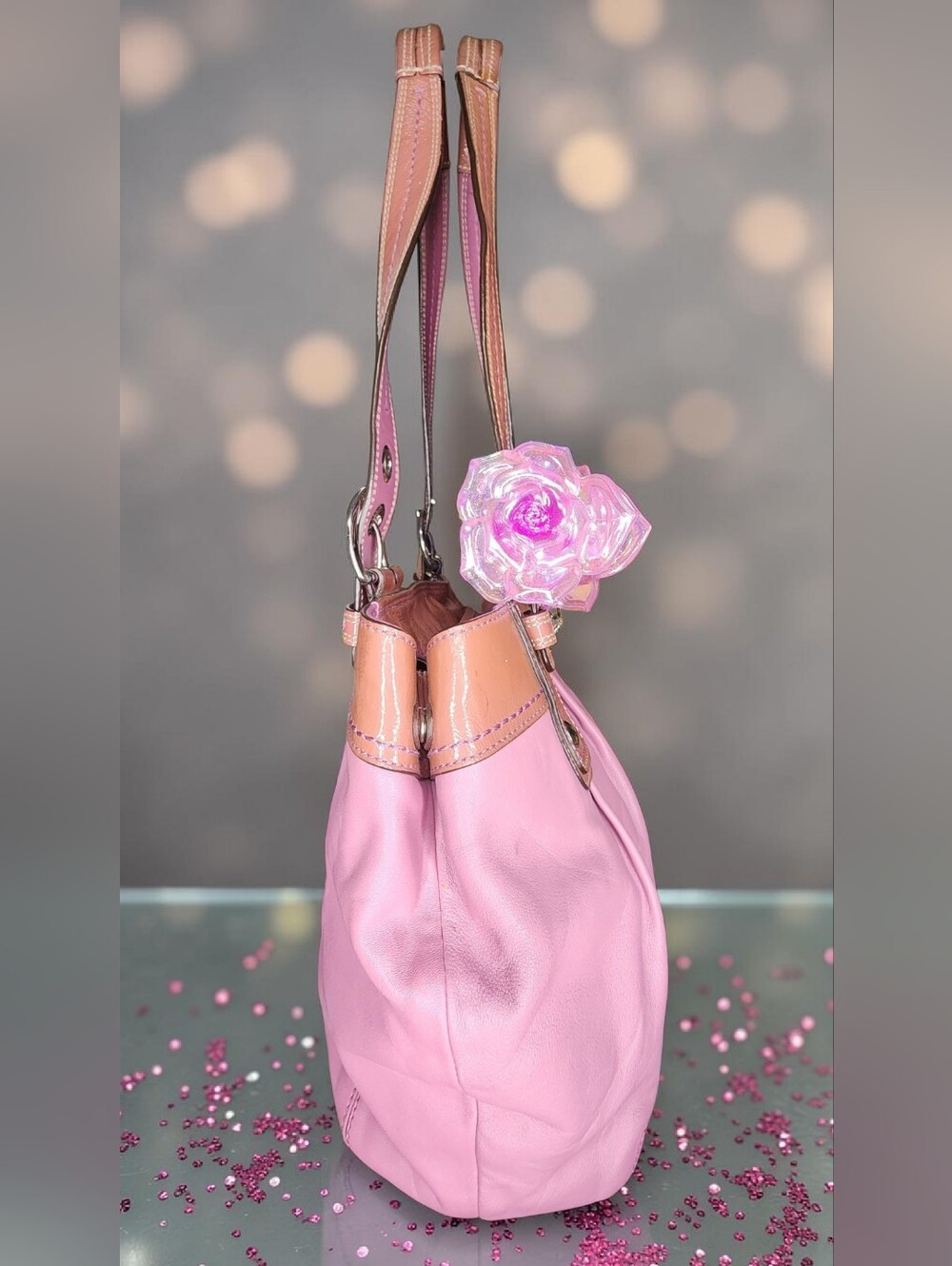 Y2K Vintage Coach Soho Pleated Leather Shoulder Bag In Pink Style number F13732 - Picture 6 of 16